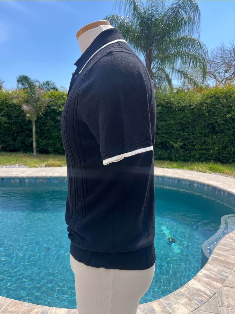 Apt. 9 Black Polo with White Trim - Picture 3 of 7